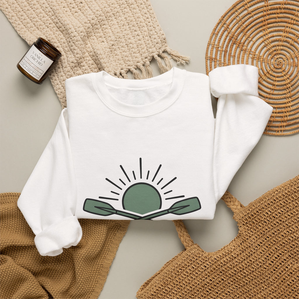 Crossed Canoe Paddles Sweatshirt Kayaking Nature Gift Women Hand Drawn Sweatshirt Paddles Sweatshirt Kayaker Enthusiast Illustrated Design Outdoor Graphic