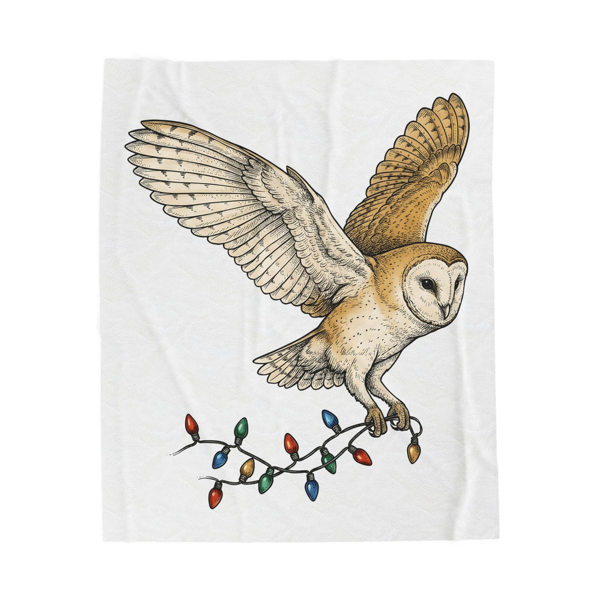 Barn Owl Blanket Christmas Pets Gift Women Cartoon Blanket Owl Blanket Xmas Fan Owl Blanket Animal Graphic Classic Globe Lights Blanket
