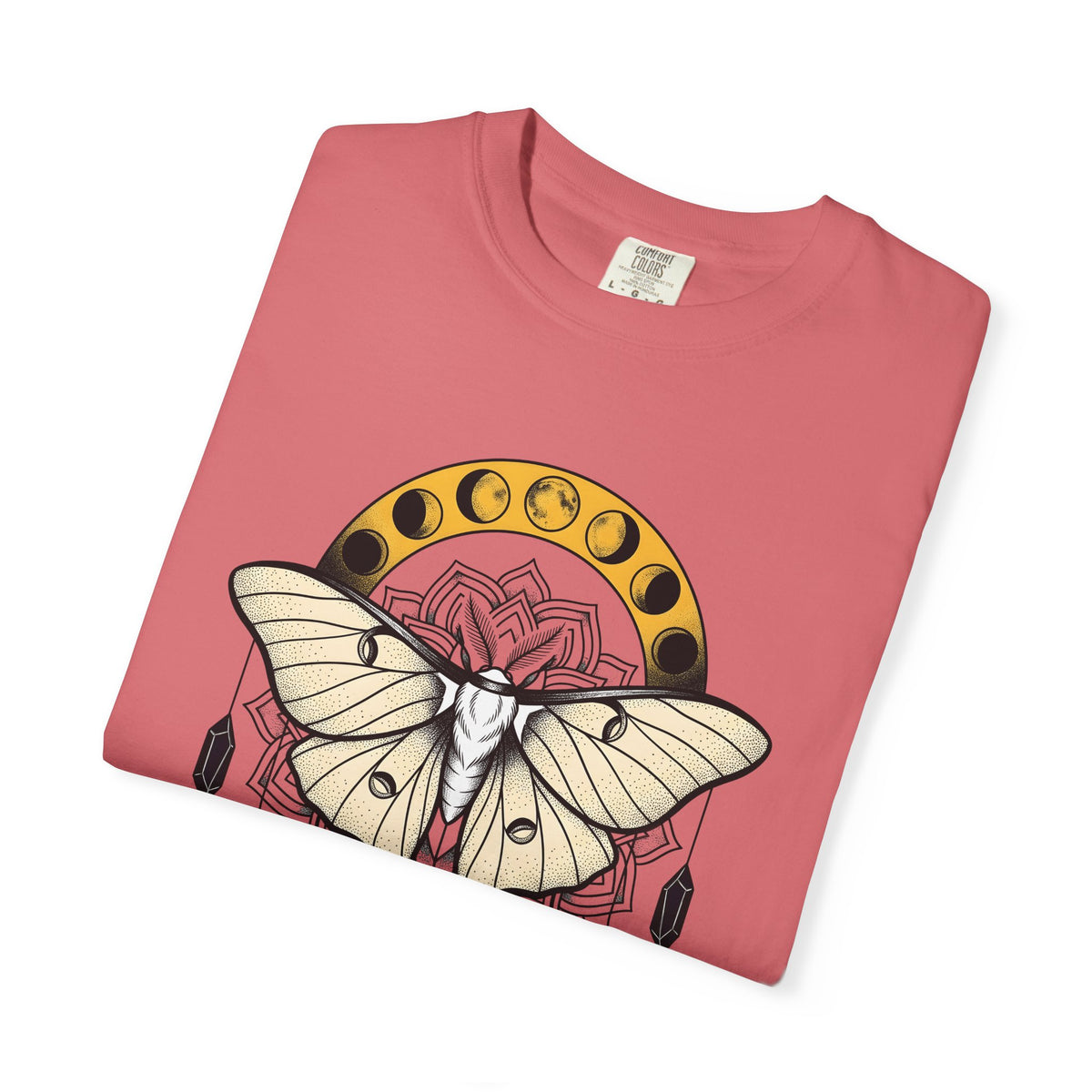 Luna Moth T-Shirt Boho Chic Mystical Gift Women Mandala T-Shirt Moon Moth T-Shirt Hippie Fan Sacred T-Shirt Spiritual Graphic Line Art Moon Phases