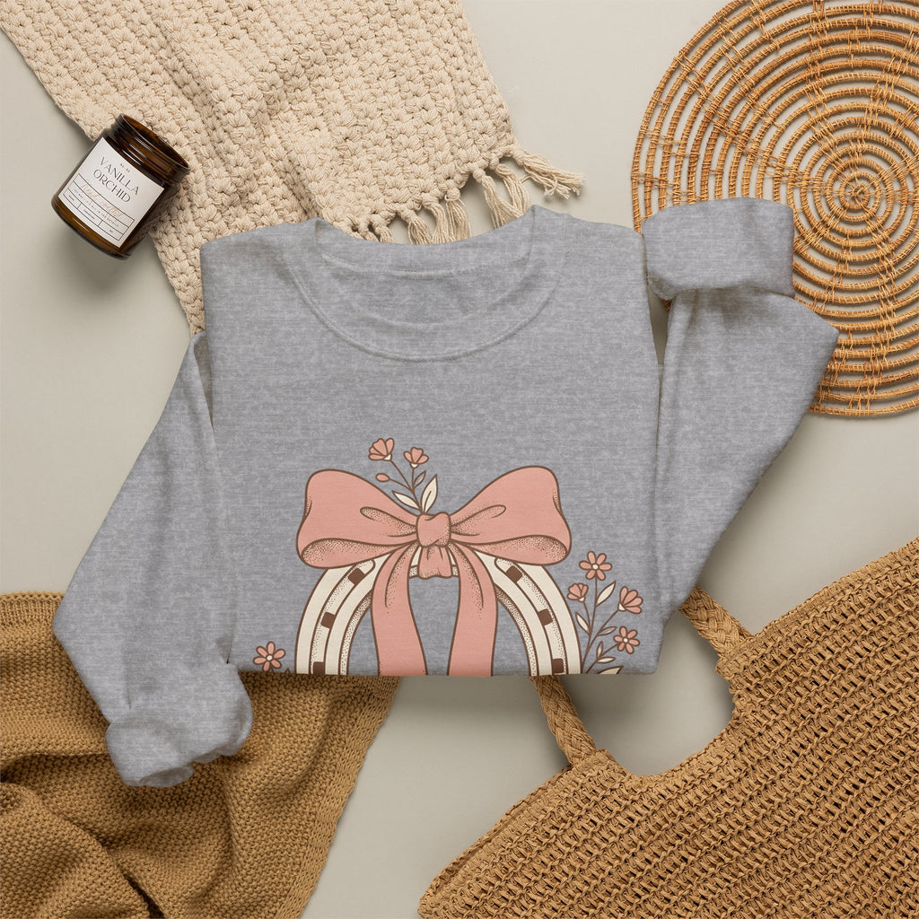 Horseshoe Bow Sweatshirt Cowgirl Ranch Gift Women Tribal Sweatshirt Horseshoe Sweatshirt Rodeo Fan Celtic Sweatshirt Ranch Graphic Classic Blossom Sweatshirt