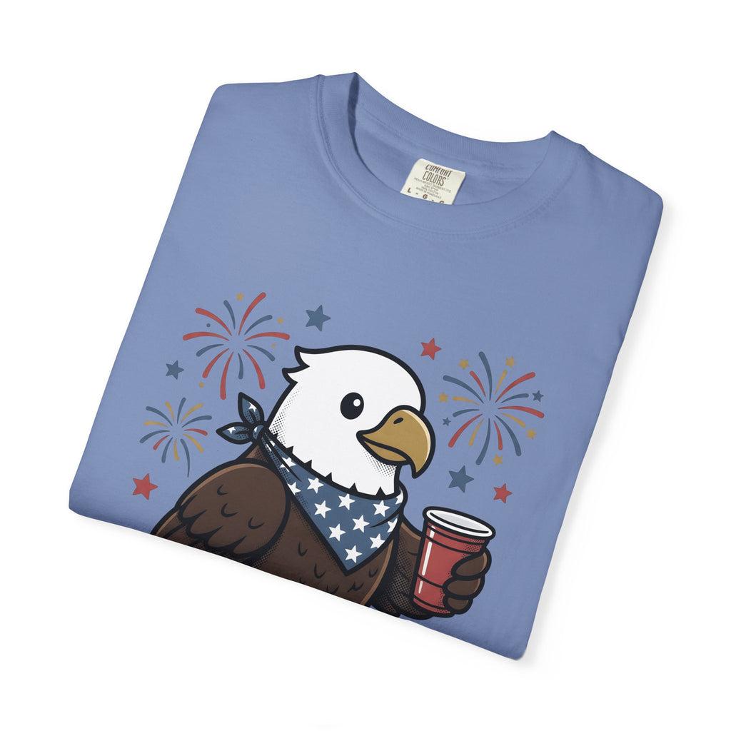 Bald Eagle T-Shirt 4th Of July Usa Gift Women Comic T-Shirt Eagle T-Shirt Independence Day Fan Cartoon T-Shirt American Graphic Vintage Fireworks