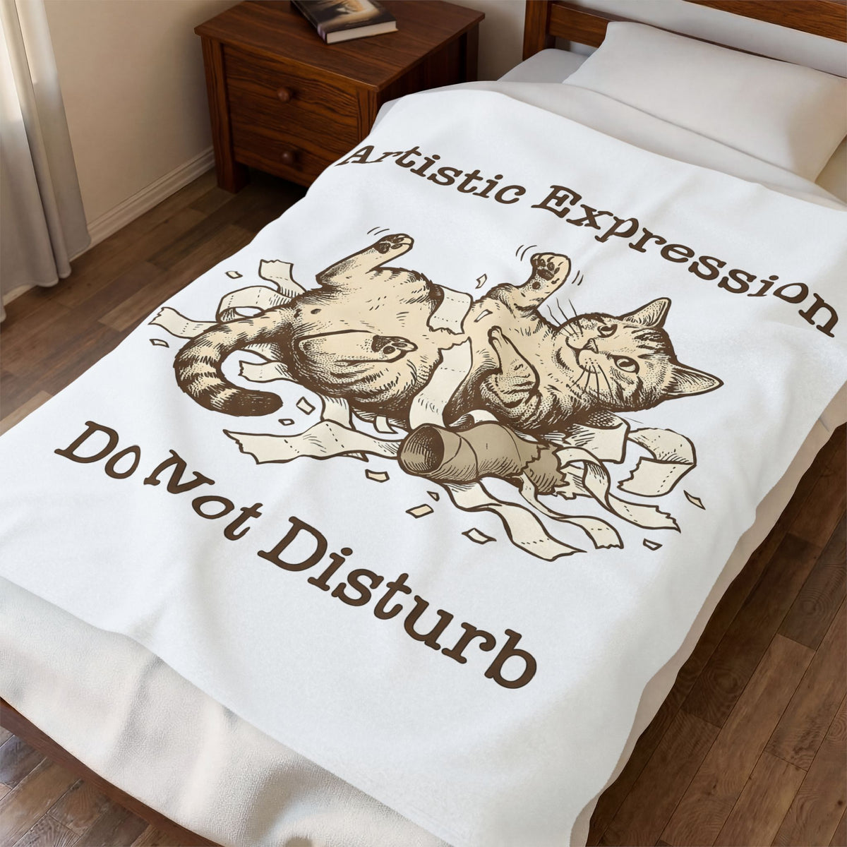 Funny Cat Blanket Cat Joke Gift Women Cartoon Blanket Kitten Blanket Feline Fan Cartoonish Blanket Pun Graphic Hand Drawn Paper Towel Blanket