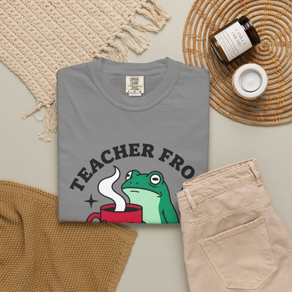 Frog Coffee Cup T-Shirt Teachers Latte Gift Women Kawaii T-Shirt Coffee T-Shirt T-Shirt Educator Enthusiast Coffee T-Shirt Cappuccino Graphic Classic