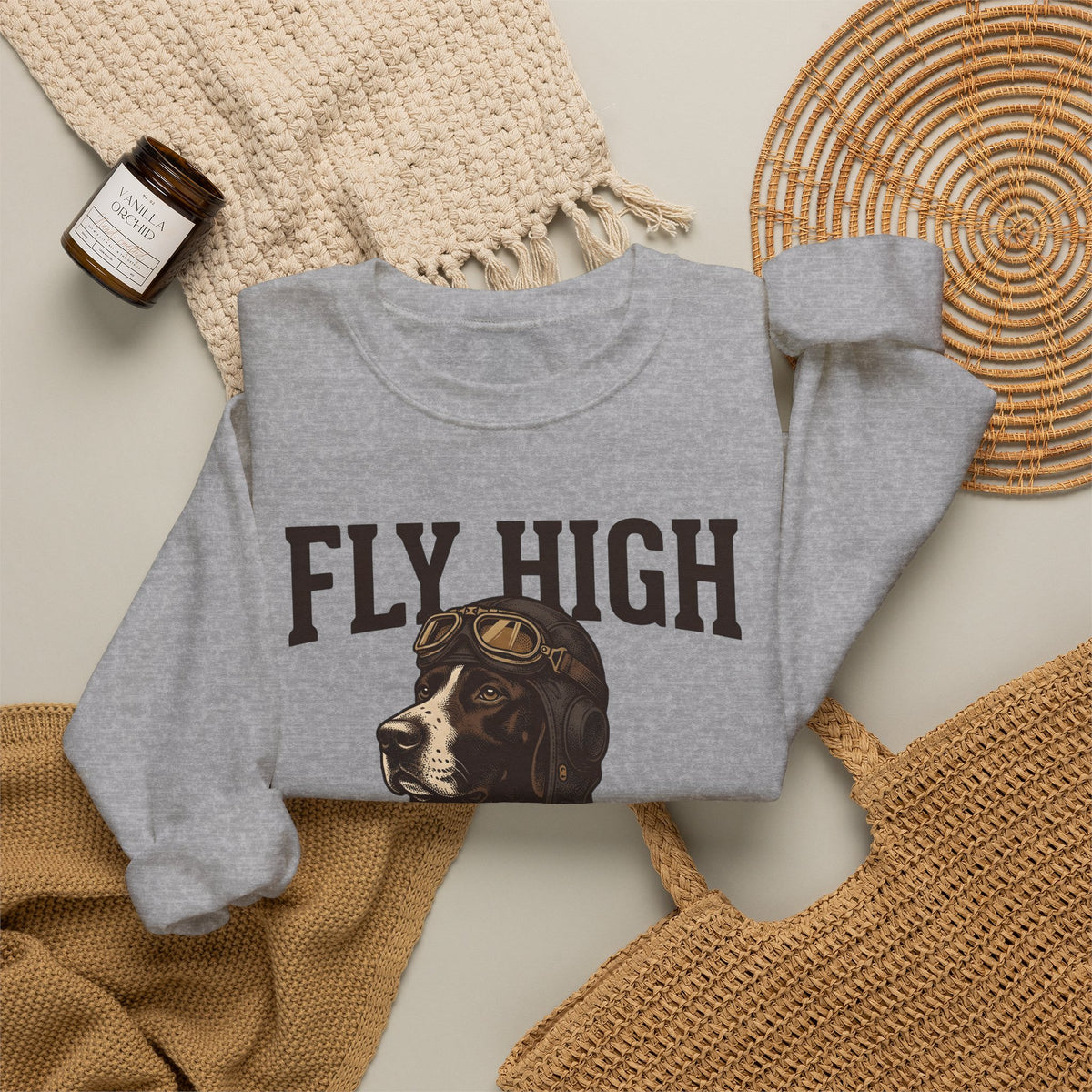 Flying Dog Sweatshirt Dog Travel Gift Women Retro Sweatshirt Canine Sweatshirt Dog Fan Vintage Sweatshirt Adventure Graphic Heritage Navigation Sweatshirt
