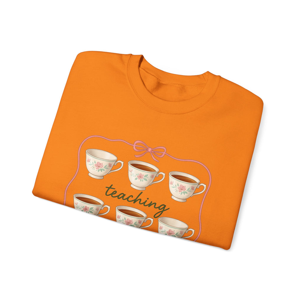 Floral Teacup Sweatshirt Teachers Coffee Gift Women Vintage Sweatshirt Teacup Sweatshirt Educator Enthusiast Retro Sweatshirt Caffeine Graphic Hand Drawn Bow