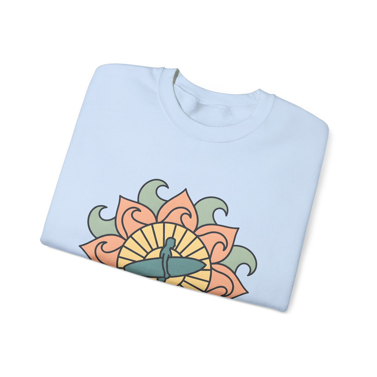 Surfer Outline Sweatshirt Sports Ocean Gift Women Hippie Sweatshirt Surfer Sweatshirt Athlete Fan Marine Graphic Sweatshirt Simple Floral Circle Sweatshirt