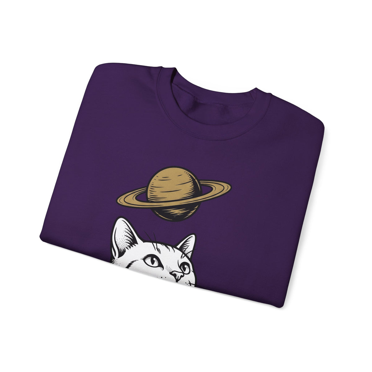 Cat Graphic Sweatshirt Cat Space Gift Women Line Art Sweatshirt Kitten Sweatshirt Feline Fan Simple Sweatshirt Galaxy Graphic Minimalist Planet Sweatshirt