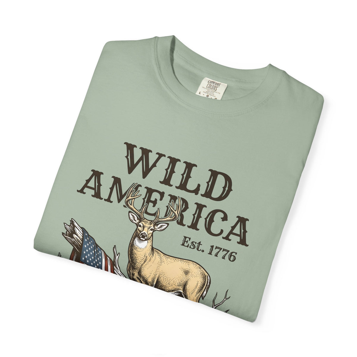 Deer Artwork America Liberty Gift Antique Fawn American Fan Vintage Freedom Doodle National Flag T-Shirt
