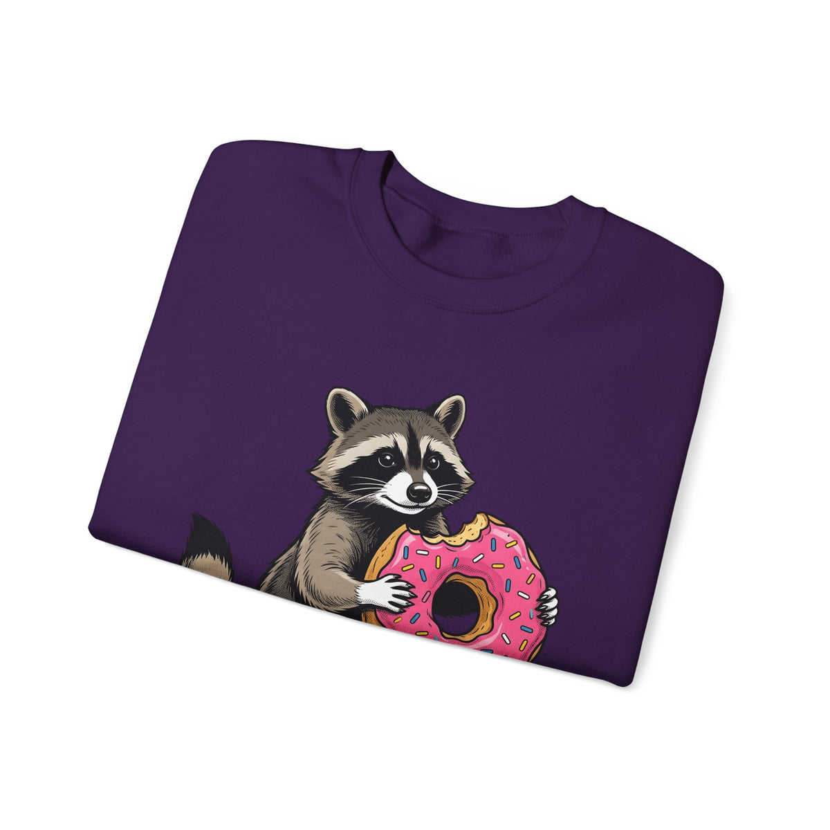 Raccoon Donut Desserts Animal Gift Cartoon Donut Pastry Fan Comic Wildlife Hand Drawn Sprinkles Sweatshirt