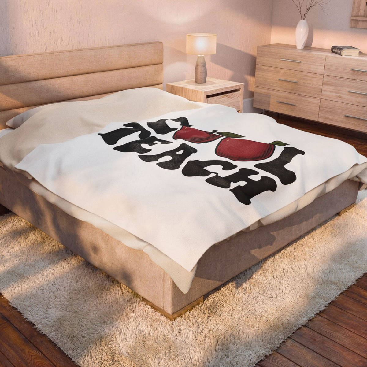 Apple Illustration Blanket Teacher Gratitude Gift Women Retro Blanket Fruit Blanket Educator Enthusiast Vintage Blanket Appreciation Graphic