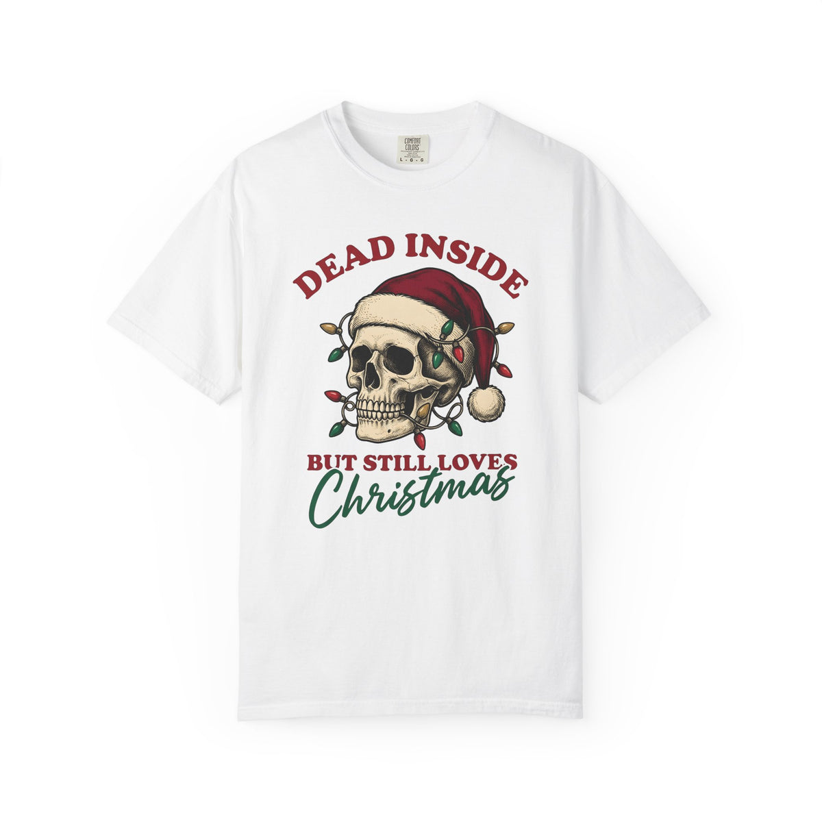 Skull Santa Hat T-Shirt Christmas Gothic Gift Women Tattoo T-Shirt Skull Cap T-Shirt Xmas Fan Ink T-Shirt Dark Graphic Vintage Christmas Lights
