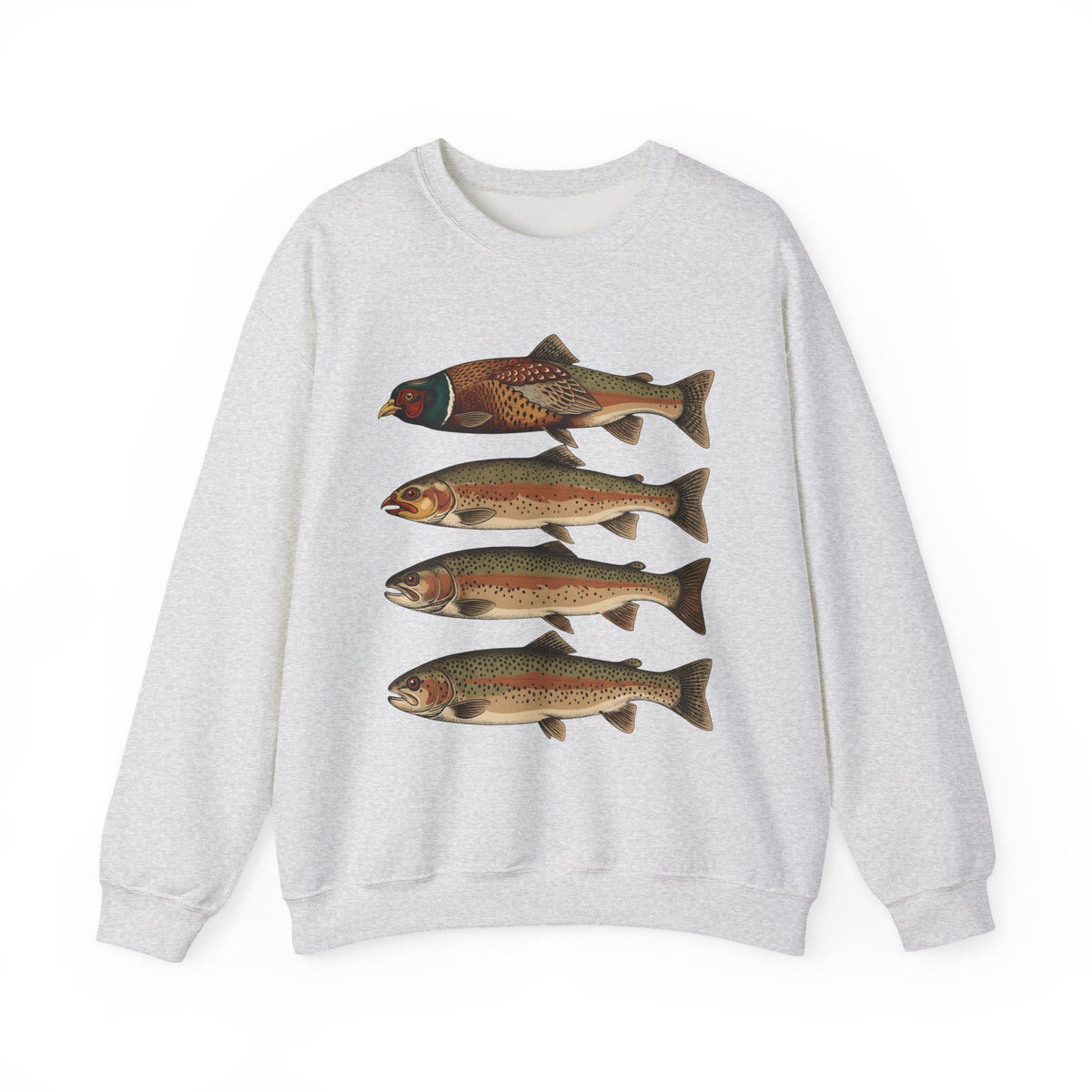 Rainbow Trout Fishing Animals Gift Retro Trout Angler Fan Vintage Wildlife Sketch Game Sweatshirt