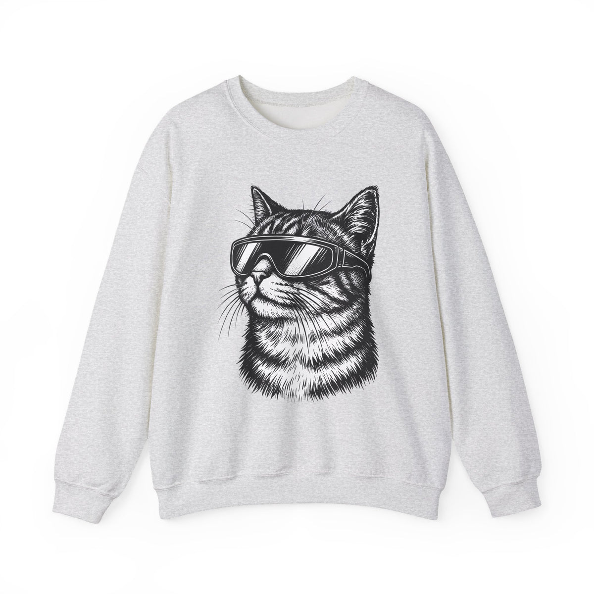 Cat Sunglasses Sweatshirt Cat Animal Gift Women Ink Drawing Sweatshirt Cool Cat Sweatshirt Cat Fan Feline Sweatshirt Creature Graphic Retro Eyewear Sweatshirt