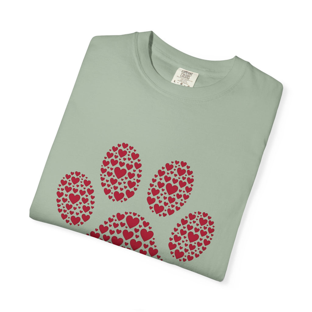 Paw Cat Fauna Gift Hand Drawn Footprint Cat Fan Claw Abstract Heart Shapes T-Shirt