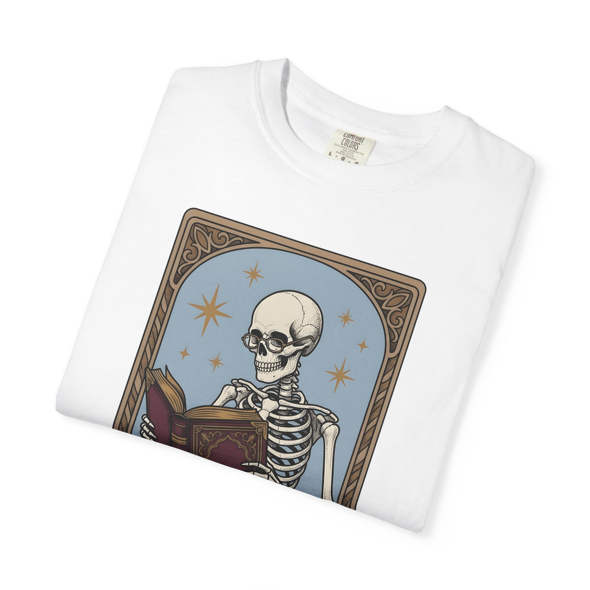 Skeleton Reading Book T-Shirt Gothic Academic Gift Women Vintage T-Shirt Skeleton T-Shirt Dark Fan Retro T-Shirt Scholar Graphic Tarot Coffee Cup