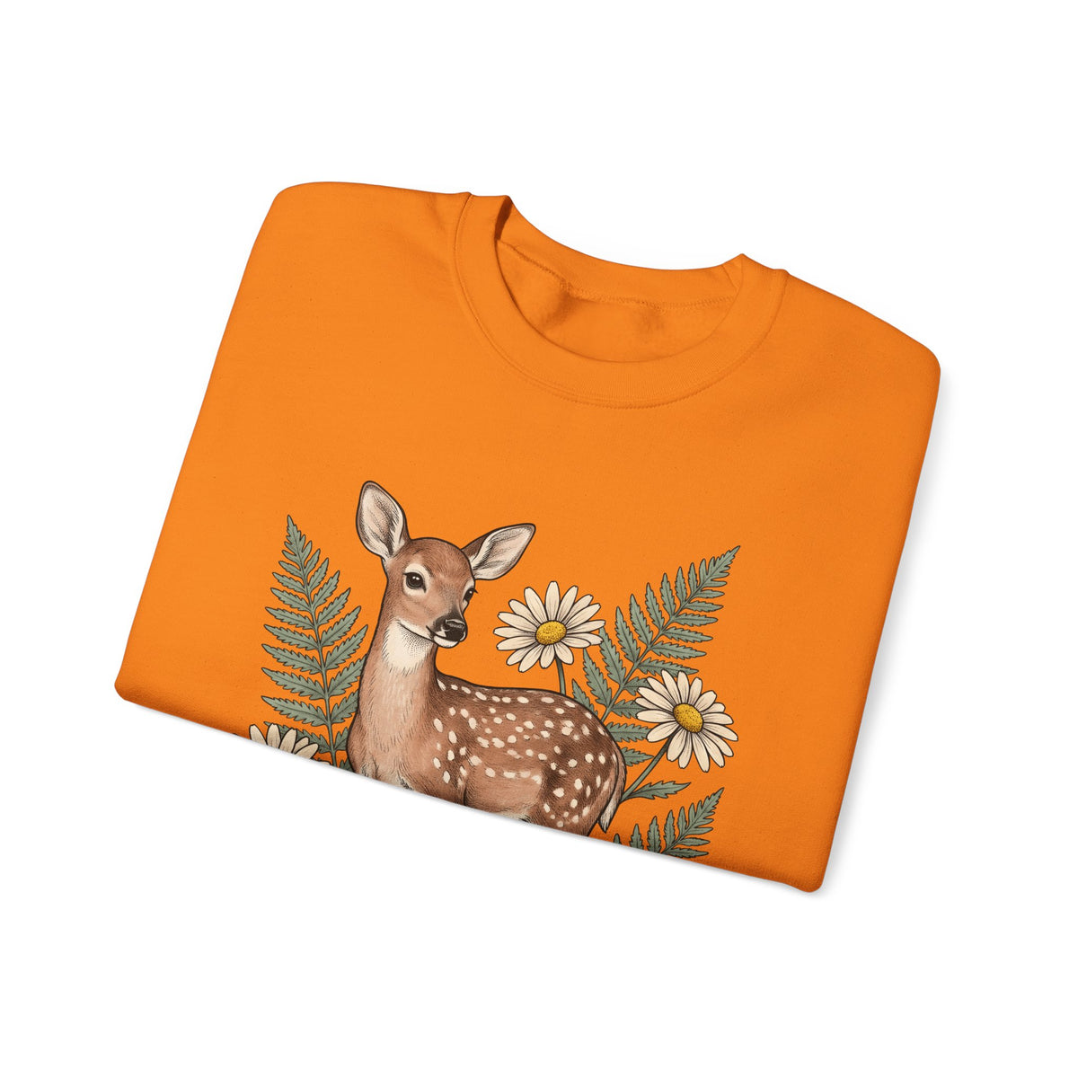 Deer Illustration Sweatshirt Boho Chic Outdoor Gift Women Floral Sweatshirt Fawn Sweatshirt Bohemian Fan Botanical Sweatshirt Wilderness Graphic Retro Flower