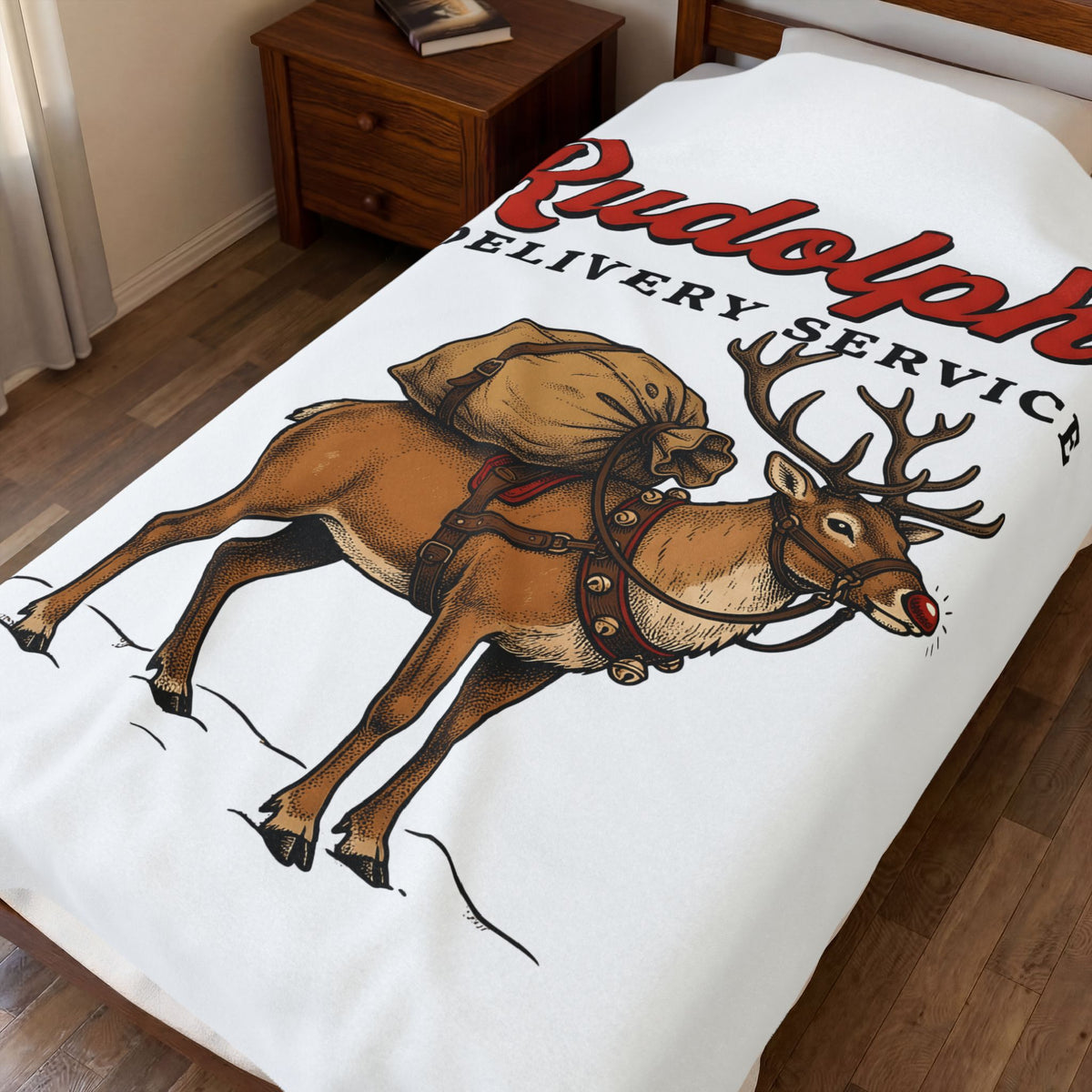 Deer Illustration Blanket Christmas Celebration Gift Women Retro Blanket Fawn Blanket Noel Fan Vintage Blanket Party Graphic Sketch Present Blanket