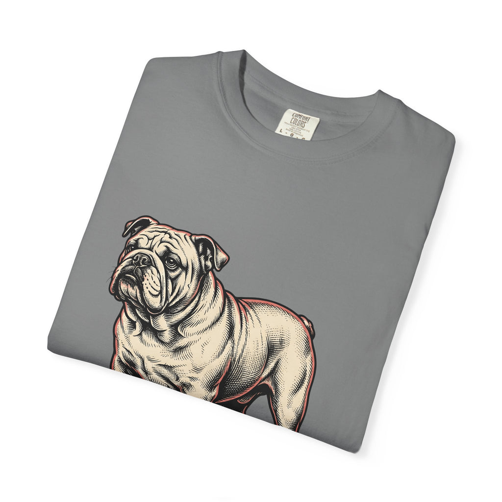 Bulldog Dog T-Shirt Dog Pets Gift Women Vintage T-Shirt Bulldog T-Shirt Dog Fan Bulldog T-Shirt Animal Graphic Hand Drawn Grass T-Shirt