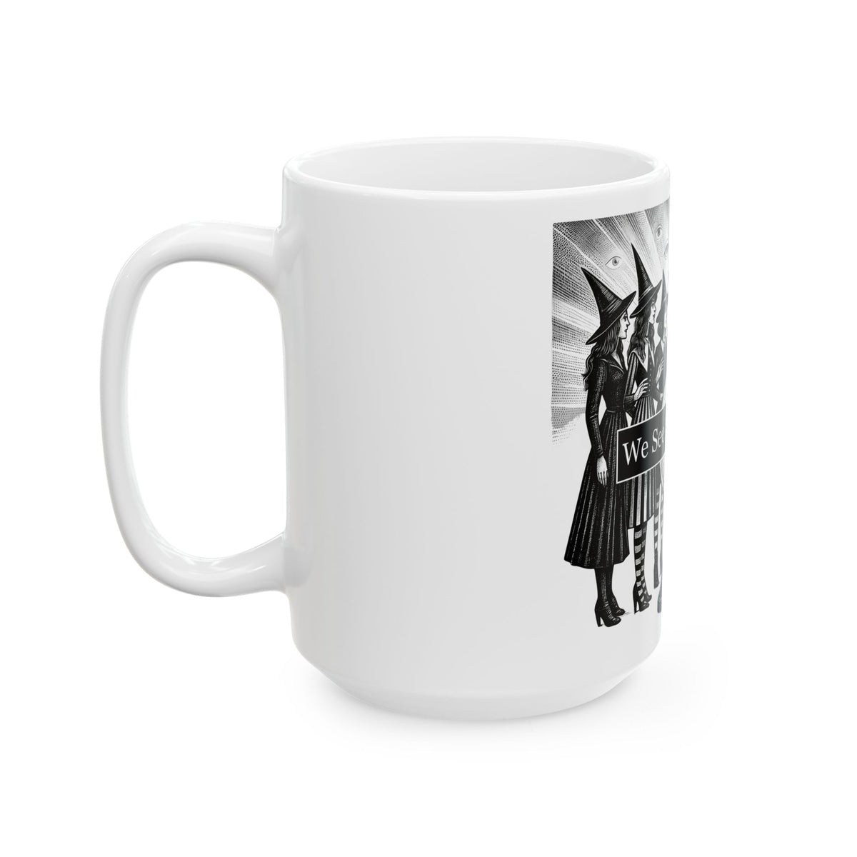 Witches Circle Mug Halloween Supernatural Gift Women Eerie Mug Coven Mug Horror Fan Occult Graphic Mug Classic Fortune Ball Mug