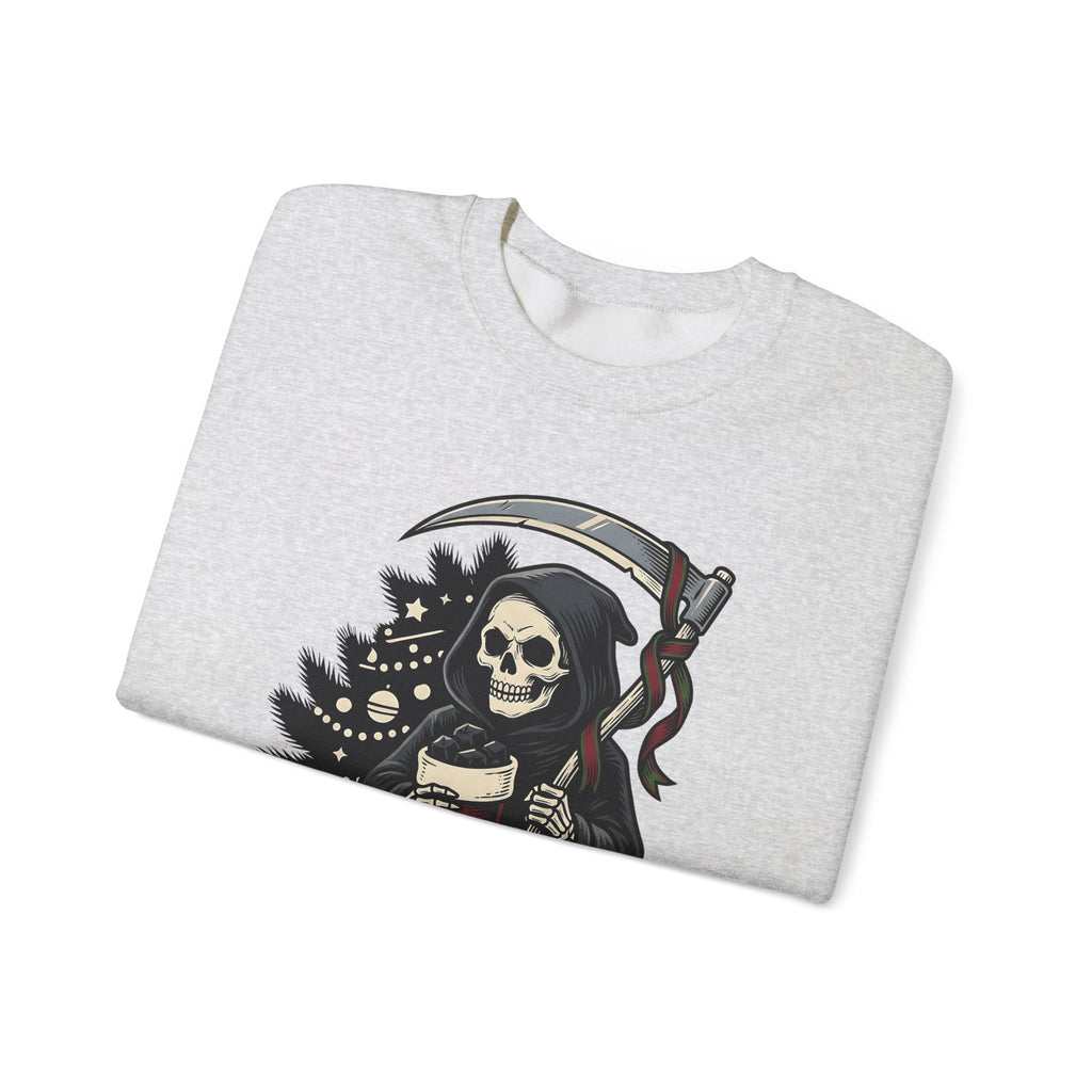 Death Figure Sweatshirt Christmas Dark Gift Women Distressed Sweatshirt Grim Reaper Sweatshirt Xmas Fan Gothic Sweatshirt Macabre Graphic