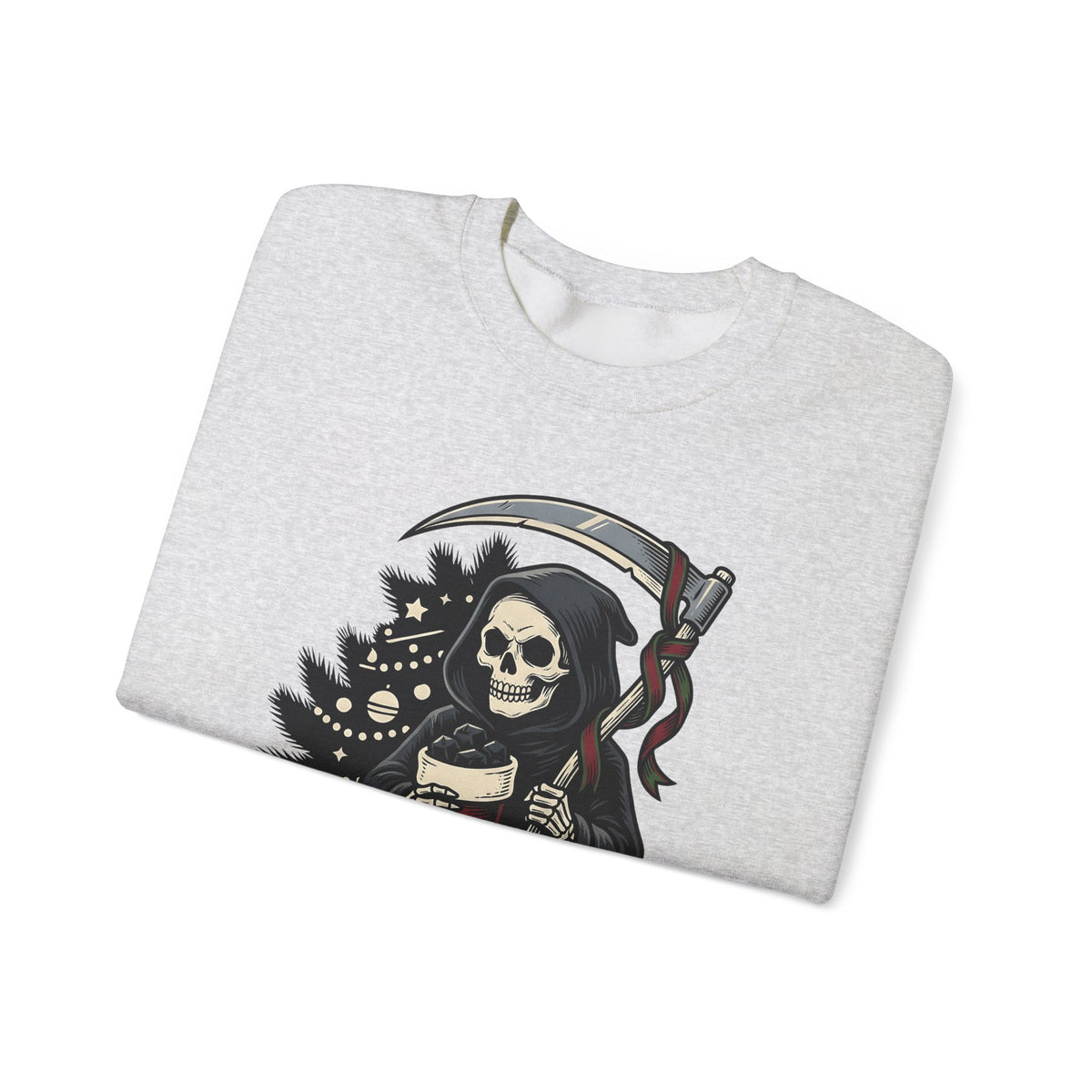 Death Figure Sweatshirt Christmas Dark Gift Women Distressed Sweatshirt Grim Reaper Sweatshirt Xmas Fan Gothic Sweatshirt Macabre Graphic