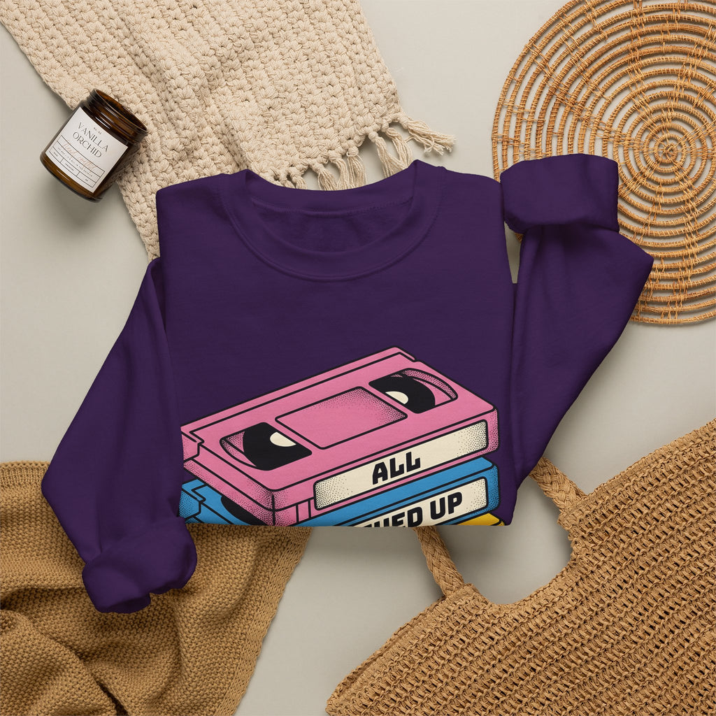 Vhs Tape Stack Sweatshirt St Valentine's Day Nostalgia Gift Women Retro Sweatshirt Videotape Sweatshirt Valentine Fan Vintage Sweatshirt Retro Illustration Pop