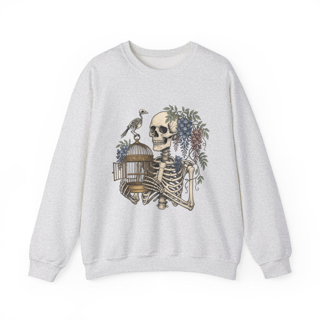 Bone Bloom Sweatshirt Halloween Dark Art Gift Women Rustic Sweatshirt Skeleton Sweatshirt Horror Fan Gothic Sweatshirt Macabre Graphic Doodle Aviary Sweatshirt