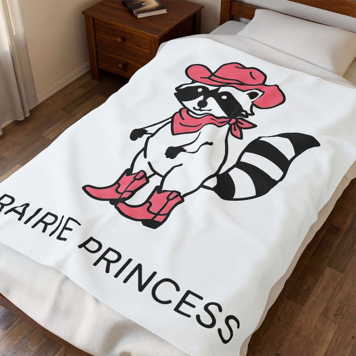 Raccoon Cowgirl Blanket Cowgirl Pet Gift Women Cartoon Blanket Raccoon Blanket Cowgirl Fan Cartoonish Blanket Animal Graphic Sketch Cowboy Hat