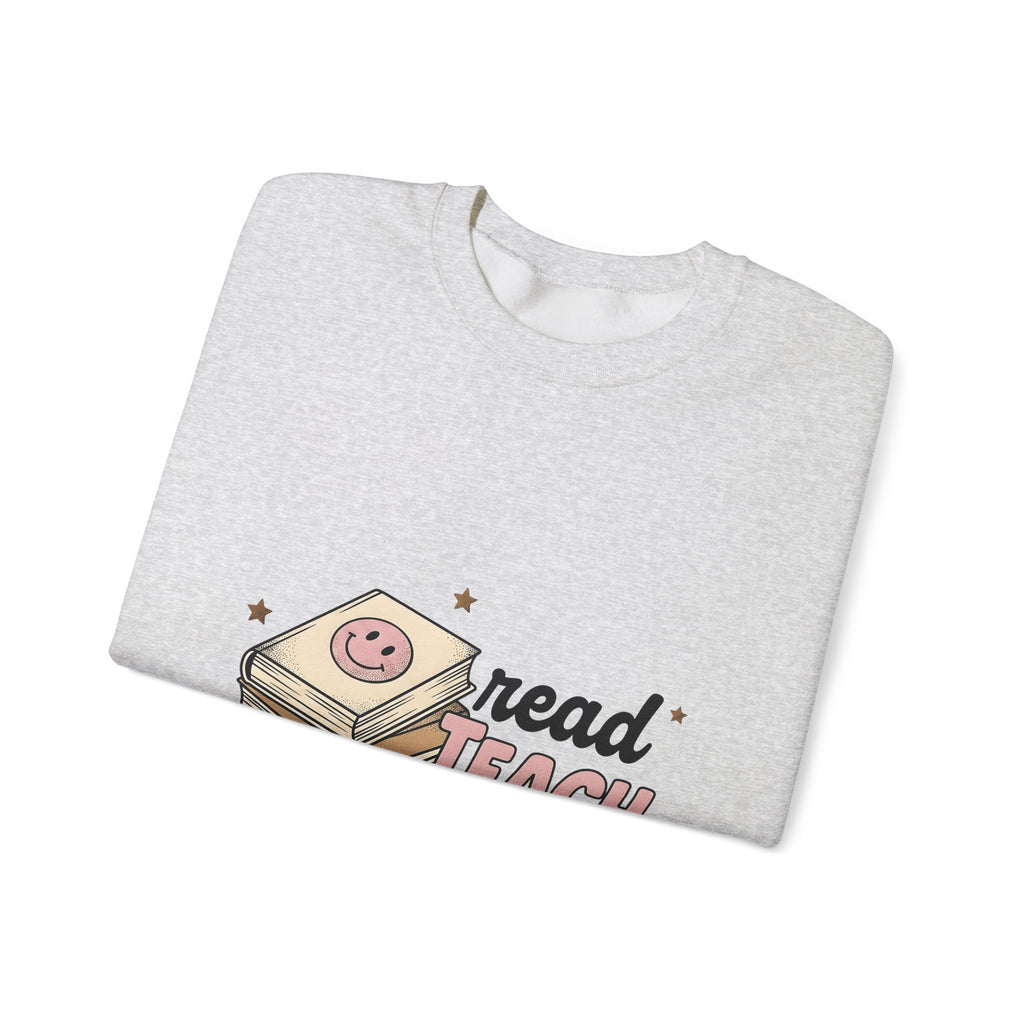 Stacked Books Teachers Reading Gift Cartoon Book Pile Educator Enthusiast Comic Literacy Retro Sweatshirt
