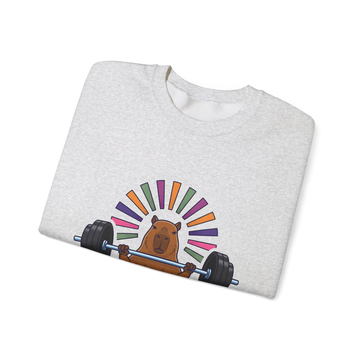 Capybara Gym Training Sweatshirt Sports Pets Gift Women Hand Drawn Sweatshirt Rodent Sweatshirt Athlete Enthusiast Illustrated Pet Graphic Classic Rainbow