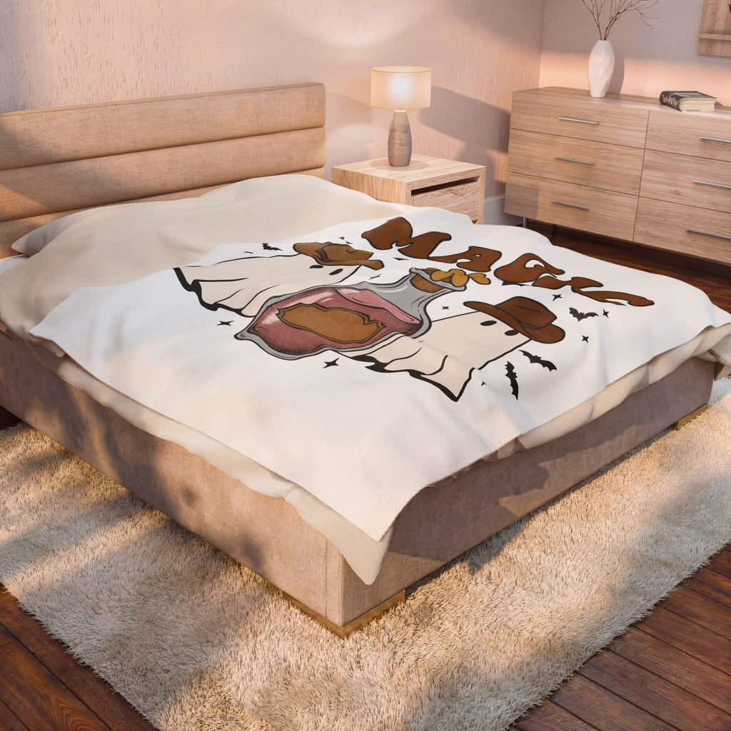 Cowboy Ghosts Blanket Halloween Witchcraft Gift Women Vintage Blanket Specters Blanket Horror Fan Occult Graphic Blanket Retro Potion Bottle Blanket