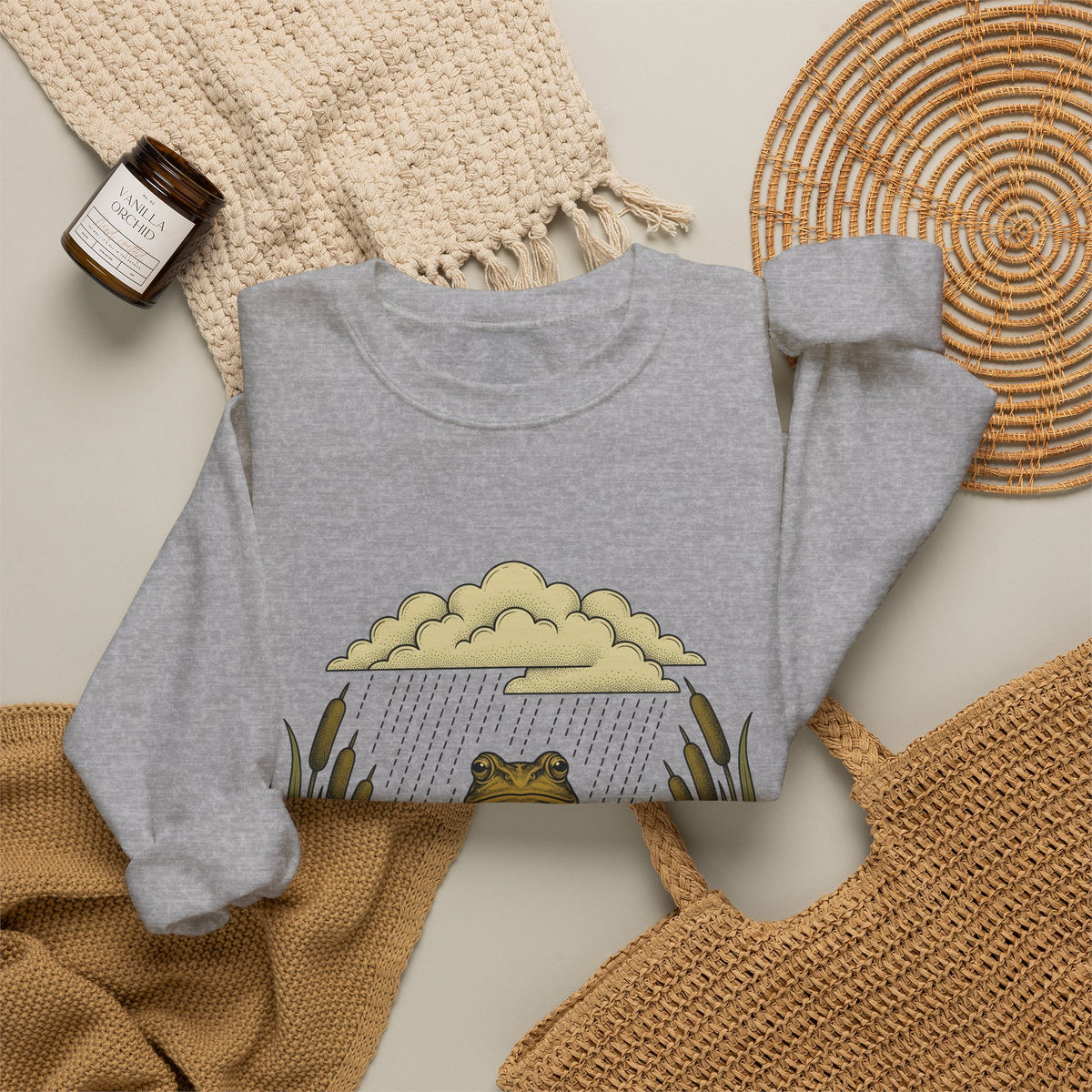 Frog Drawing Sweatshirt Boho Chic Flora Gift Women Garden Sweatshirt Toad Sweatshirt Bohemian Fan Botanical Sweatshirt Floral Graphic Classic Pond Flower