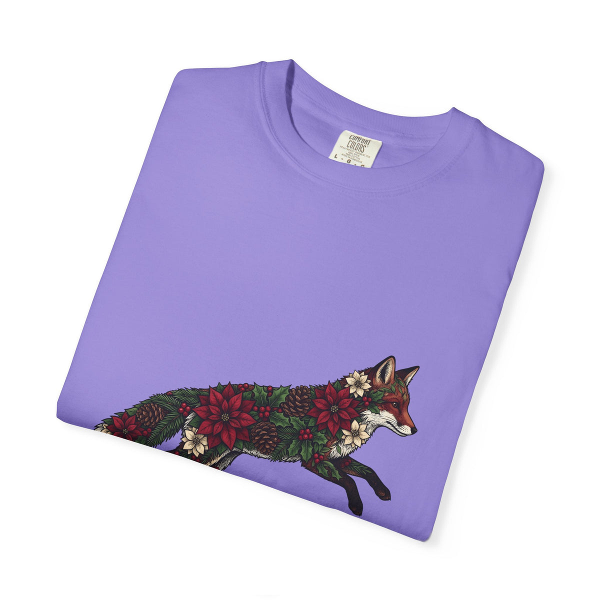 Fox Flower Holiday Winter Gift Floral Flower Christmas Fan Floral Snowflake Retro Pine Cone T-Shirt