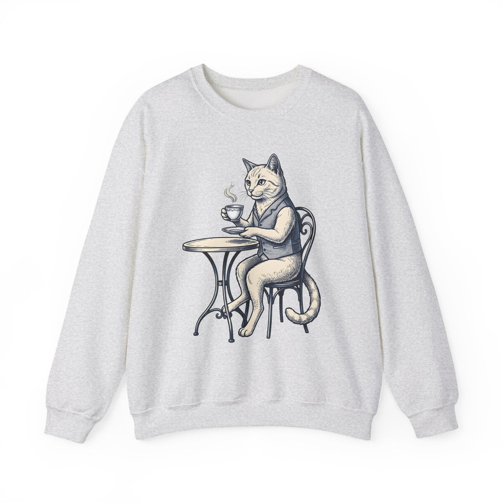 Cat Mocha Sweatshirt Coffee Creature Gift Women Nostalgic Sweatshirt Kitten Sweatshirt Coffee Fan Animal Graphic Doodle Café Bench Sweatshirt