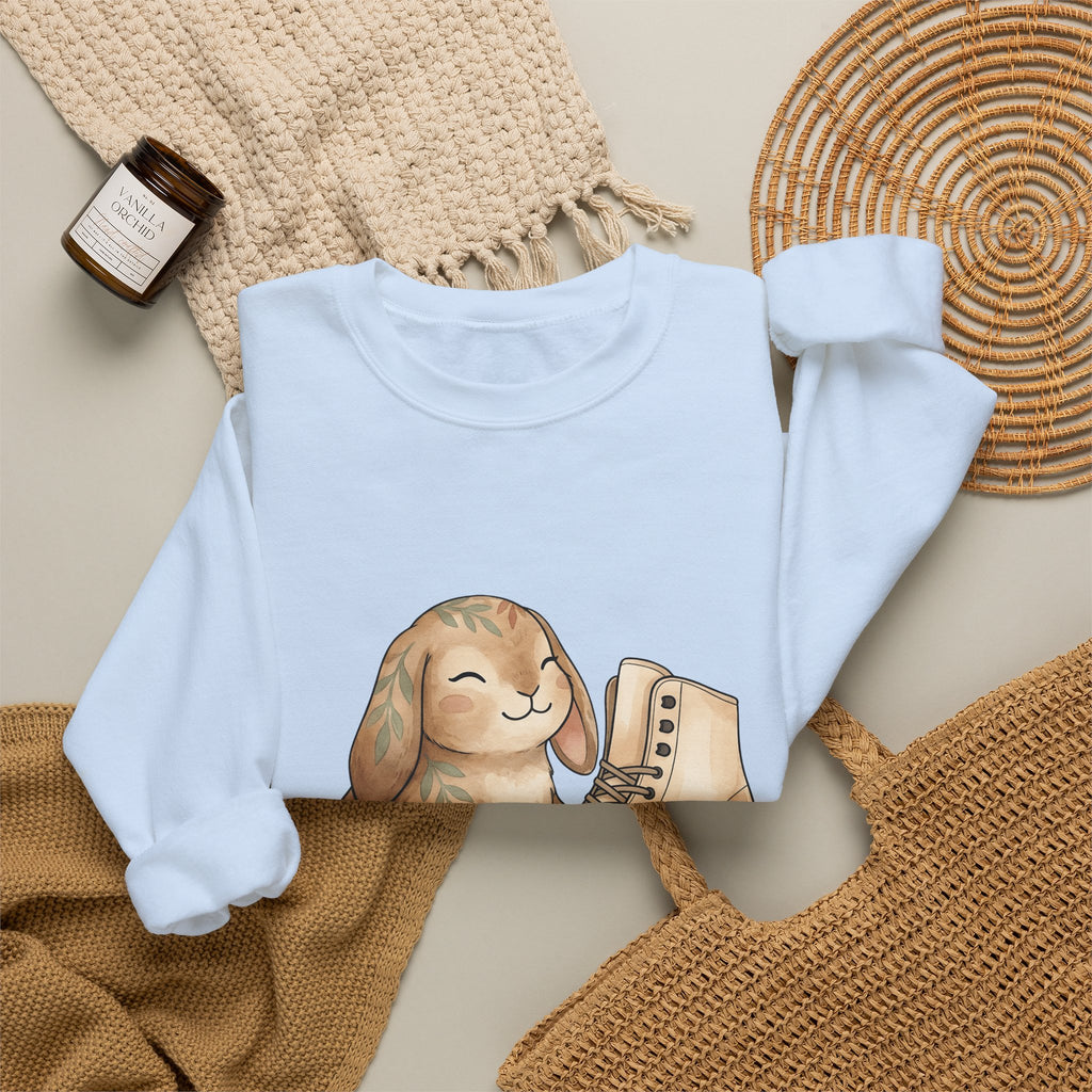 Bunny Skate Sports Fauna Gift Adorable Rabbit Skate Athlete Fan Wildlife Cute Brushstroke Sweatshirt