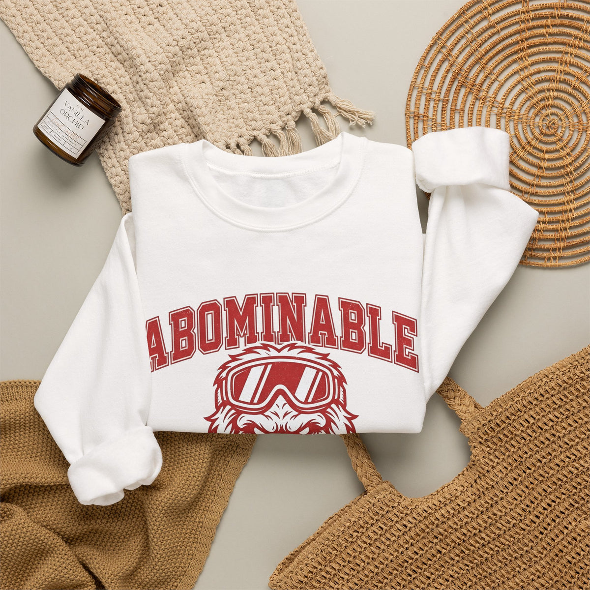 Abominable Snowman Face Sweatshirt Christmas Cold Gift Women Strong Sweatshirt Yeti Sweatshirt Xmas Fan Vintage Sweatshirt Frosty Graphic Antique Snow Goggles