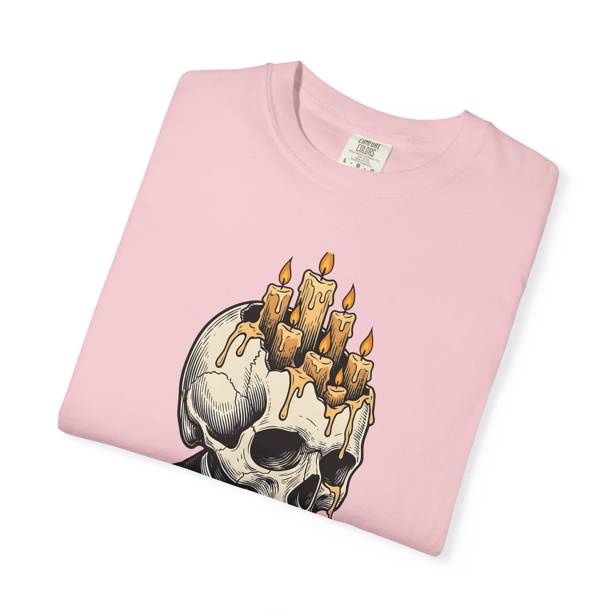 Skull Candles T-Shirt Gothic Halloween Gift Women Gothic T-Shirt Candle T-Shirt Dark Fan Cthulhu Graphic Spooky T-Shirt Vintage Wax T-Shirt