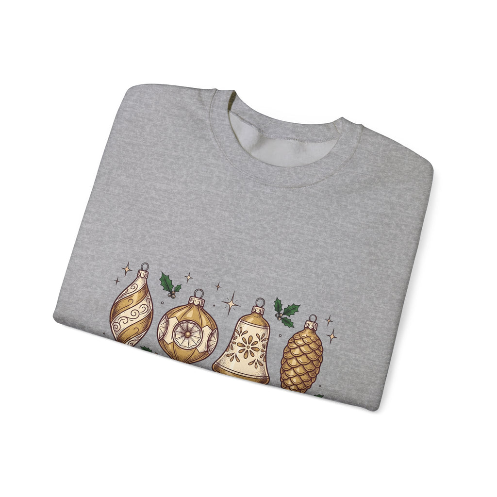 Festive Ornaments Sweatshirt Christmas Event Gift Women Line Art Sweatshirt Baubles Sweatshirt Xmas Fan Illustration Graphic Sweatshirt Hand Painted Pine