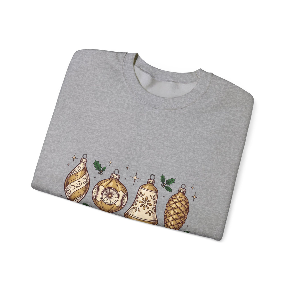 Festive Ornaments Sweatshirt Christmas Event Gift Women Line Art Sweatshirt Baubles Sweatshirt Xmas Fan Illustration Graphic Sweatshirt Hand Painted Pine