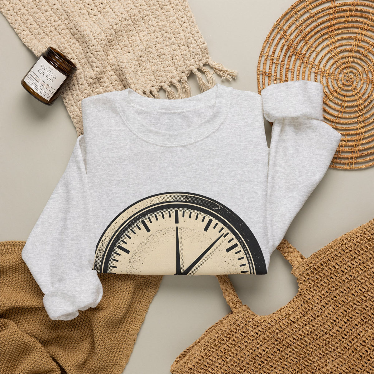 Analog Clock Sweatshirt Sports Encouragement Gift Women Aged Sweatshirt Timepiece Sweatshirt Athlete Fan Vintage Sweatshirt Motivational Graphic Clean Clock