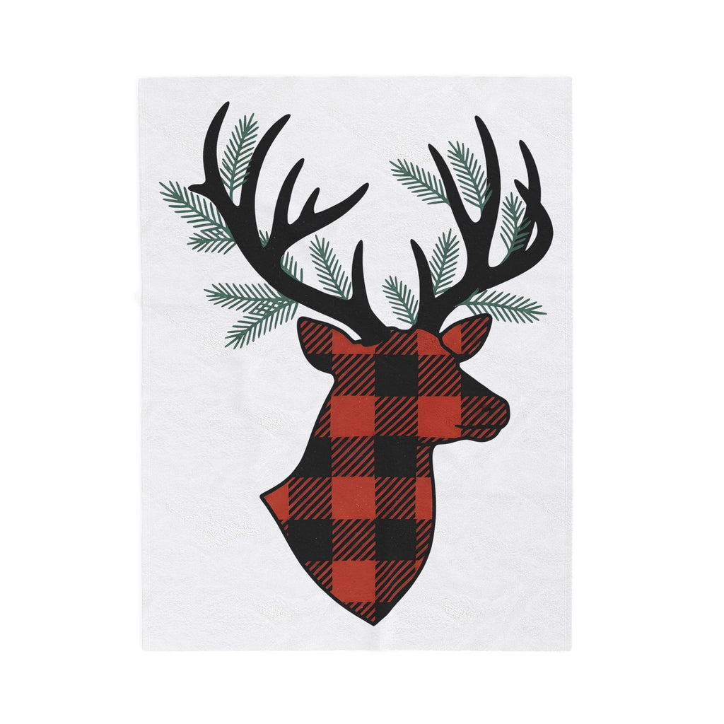 Tartan Elk Blanket Christmas Nature Gift Women Country Blanket Plaid Elk Blanket Xmas Fan Rustic Blanket Wilderness Graphic Antique Pine Twigs