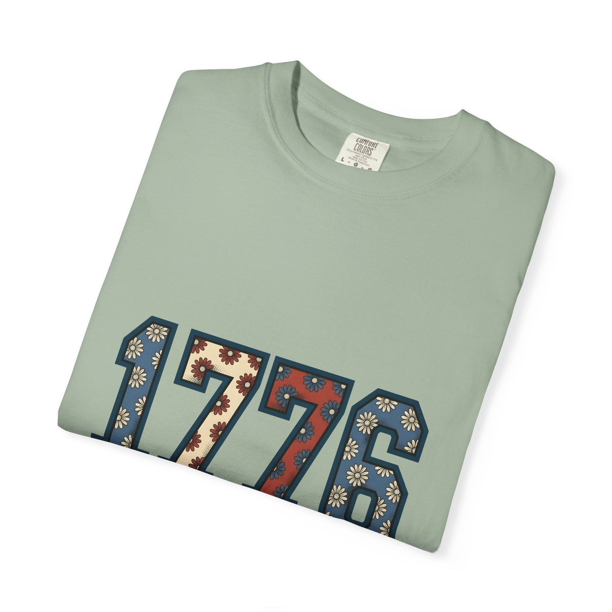 Floral Numerals T-Shirt 4th Of July Freedom Gift Women Vintage T-Shirt Number T-Shirt Independence Fan Distressed Graphic T-Shirt Retro Daisy