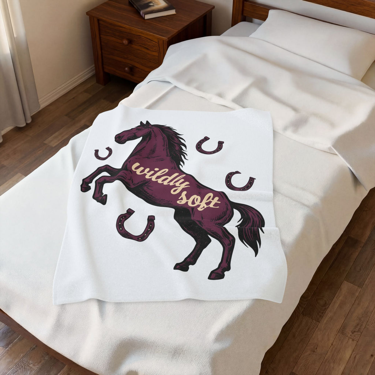 Horse Design Blanket Boho Chic Ranch Gift Women Classic Blanket Equine Blanket Hippie Fan Vintage Blanket Western Graphic Doodle Horseshoe Blanket