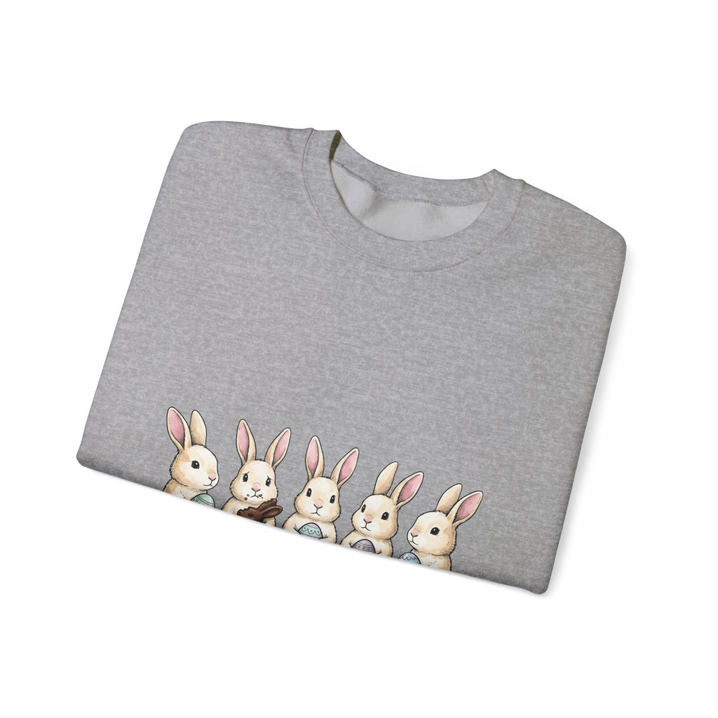 Rabbit Group Sweatshirt Easter Critters Gift Women Doodle Sweatshirt Bunny Sweatshirt Easter Fan Hare Sweatshirt Creature Graphic Minimalist Colorful Egg