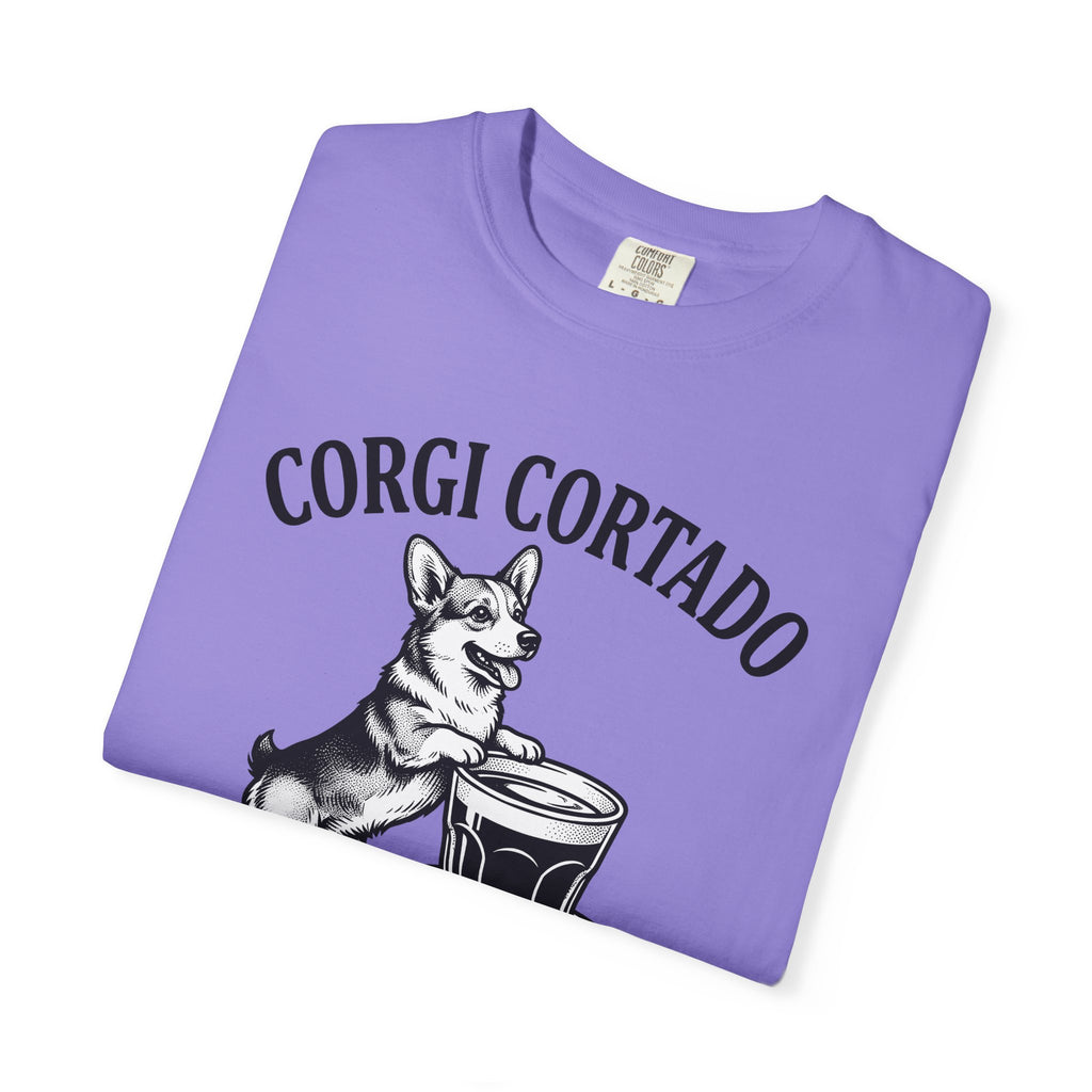 Corgi T-Shirt Dog Cafe Gift Women Rustic T-Shirt Pembroke T-Shirt Dog Fan Country T-Shirt Coffee Graphic Doodle Latte Cup T-Shirt