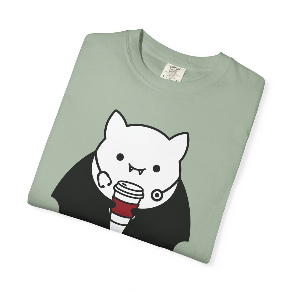 Vampire Coffee T-Shirt T-Shirt Nurses Fall Gift Women Cartoon T-Shirt Coffee Cup T-Shirt Nurse Enthusiast Comic T-Shirt Autumn Graphic Clean Nurse