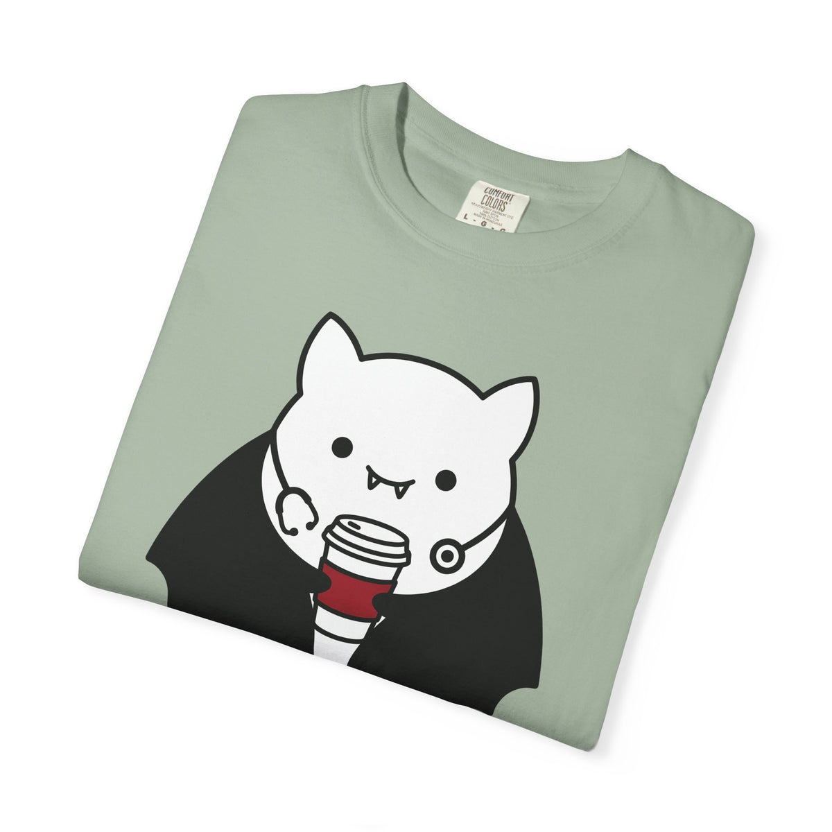 Vampire Coffee T-Shirt T-Shirt Nurses Fall Gift Women Cartoon T-Shirt Coffee Cup T-Shirt Nurse Enthusiast Comic T-Shirt Autumn Graphic Clean Nurse