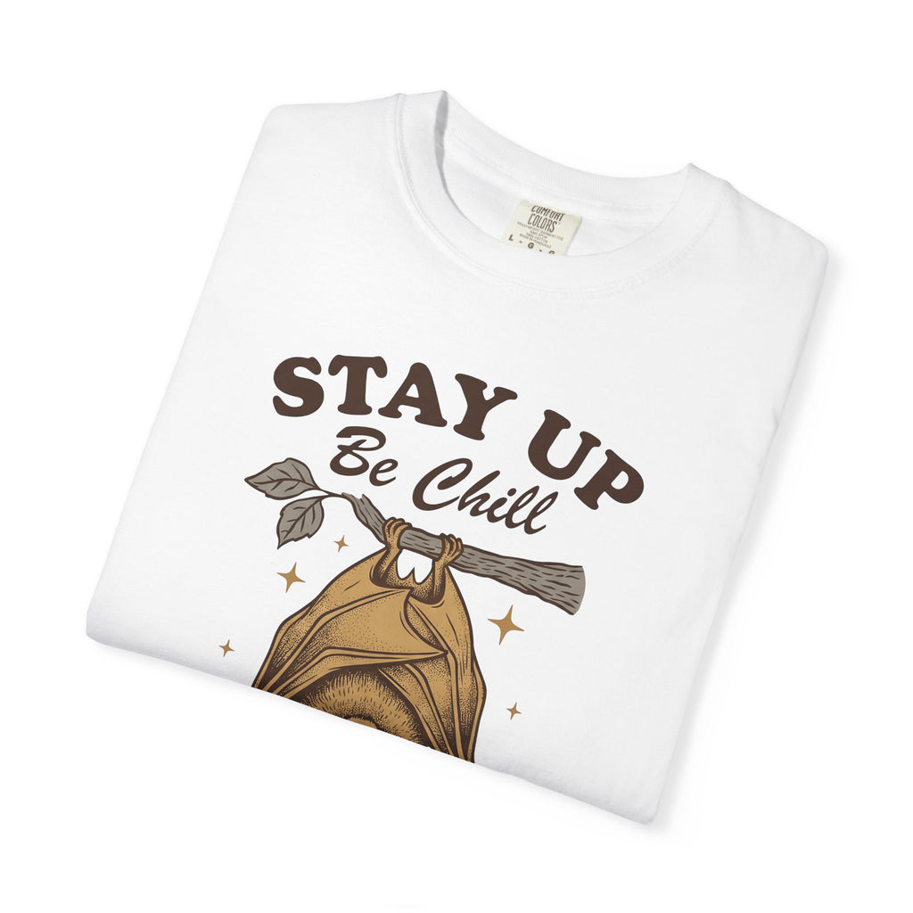 Bat Headset T-Shirt Cute Fauna Gift Women Classic T-Shirt Headphones T-Shirt Adorable Fan Retro T-Shirt Wildlife Graphic Doodle Tree Limb T-Shirt