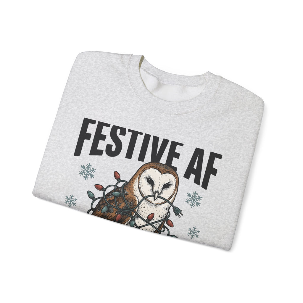 Owl Christmas Lights Christmas Animal Gift Hand Drawn Owl String Lights Xmas Fan Owl Sweatshirt