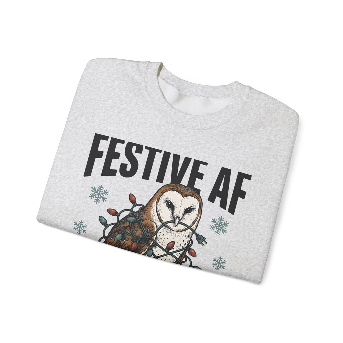 Owl Christmas Lights Christmas Animal Gift Hand Drawn Owl String Lights Xmas Fan Owl Sweatshirt